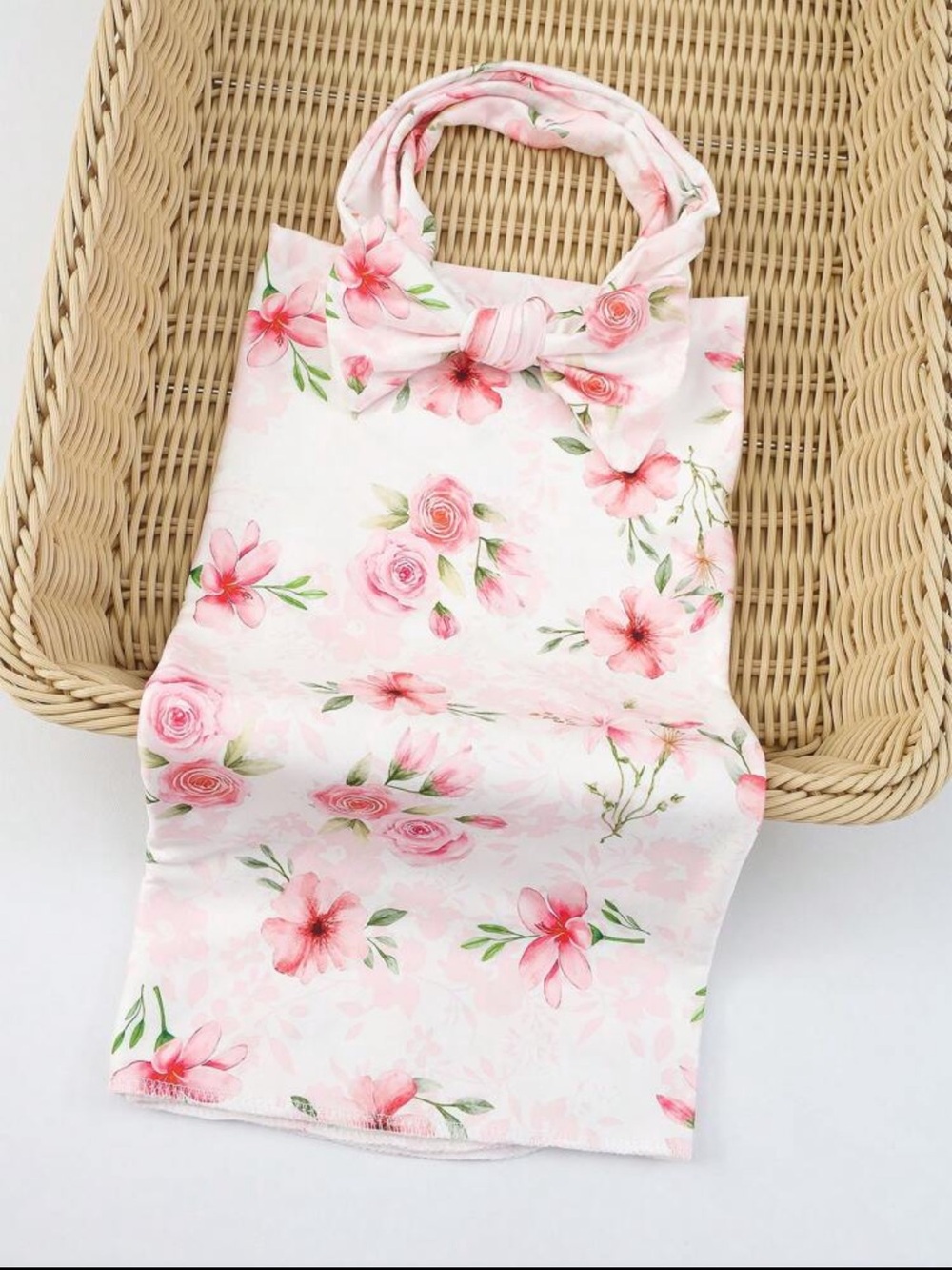 Never used Floral Pink Baby Swaddle and Headband Set - Soft Cotton